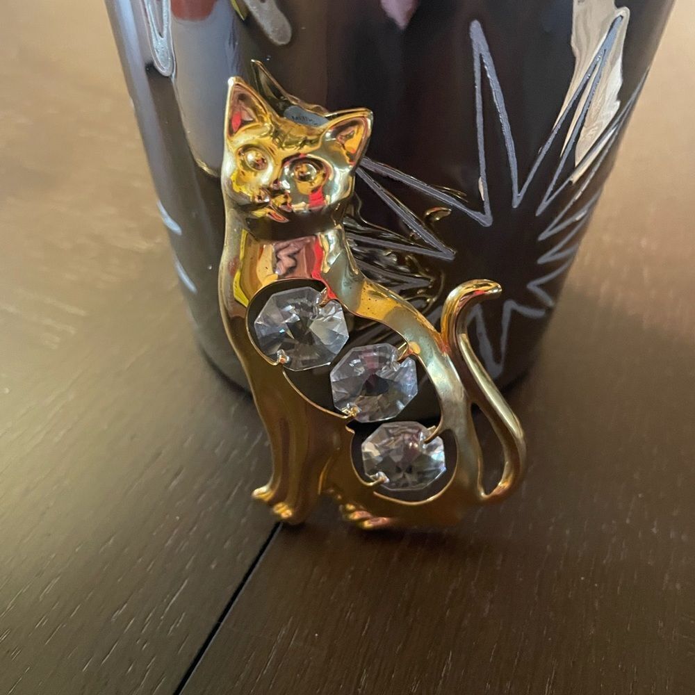 Millennium 2002 Gold Tone Crystal Cat Brooch